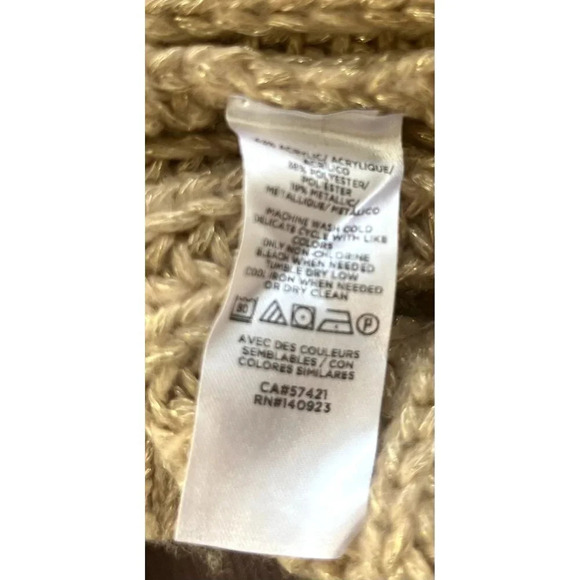 Loft Tan Metallic V Neck Chunky Knit Sweater XSP Petite - Picture 5 of 5